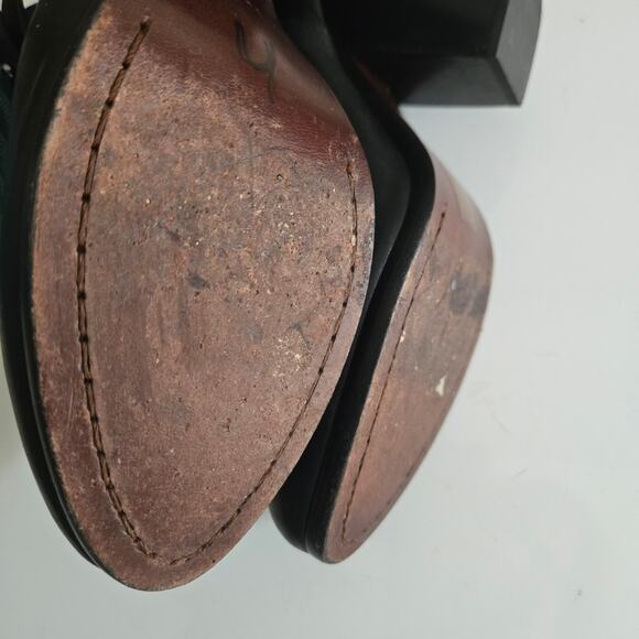 Rag & Bone "Kenny" Ankle Wrap Black Leather Shootie Heeled Mule Bootie Slides - Picture 6 of 9